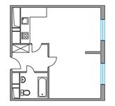 Планировка квартиры студии, 33,7 м2
