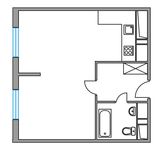 Планировка квартиры студии, 35 м2