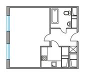 Планировка квартиры студии, 29,7 м2