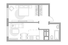 Планировка 2-комнатной квартиры, 38,5 м2