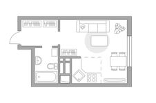 Планировка квартиры студии, 24,8 м2