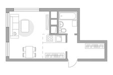 Планировка квартиры студии, 25,4 м2