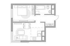 Планировка 2-комнатной квартиры, 34,1 м2