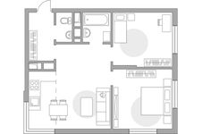 Планировка 3-комнатной квартиры, 56,8 м2