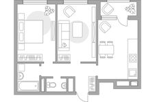 Планировка 2-комнатной квартиры, 49,6 м2