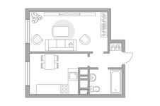 Планировка 1-комнатной квартиры, 32,6 м2