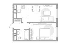 Планировка 2-комнатной квартиры, 36,9 м2