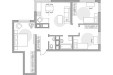 Планировка 4-комнатной квартиры, 63,6 м2