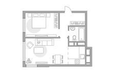 Планировка 2-комнатной квартиры, 38,3 м2