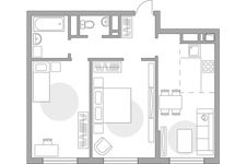 Планировка 3-комнатной квартиры, 55 м2