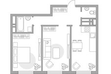 Планировка 2-комнатной квартиры, 54,3 м2