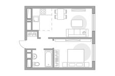 Планировка 2-комнатной квартиры, 32,9 м2