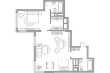 Планировка 2-комнатной квартиры, 62 м2