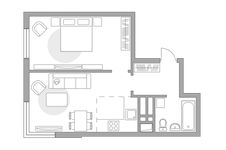 Планировка 2-комнатной квартиры, 38,6 м2