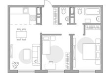 Планировка 3-комнатной квартиры, 52,2 м2