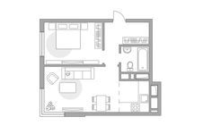 Планировка 2-комнатной квартиры, 38,3 м2