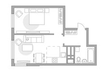 Планировка 2-комнатной квартиры, 38,6 м2