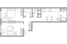 Планировка 2-комнатной квартиры, 50,1 м2