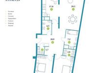 Планировка 3-комнатной квартиры, 126,9 м2