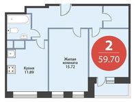 Планировка 2-комнатной квартиры, 59,7 м2
