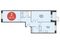 Планировка 2-комнатной квартиры, 68,92 м2