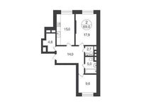 Планировка 2-комнатной квартиры, 69 м2