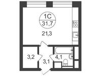 Планировка 1-комнатной квартиры, 31,7 м2