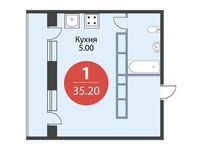 Планировка 1-комнатной квартиры, 35,2 м2