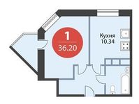 Планировка 1-комнатной квартиры, 36,2 м2