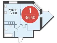 Планировка 1-комнатной квартиры, 36,5 м2