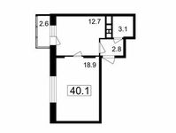 Планировка 1-комнатной квартиры, 37,5 м2