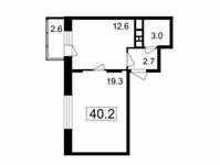 Планировка 1-комнатной квартиры, 37,6 м2