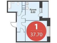 Планировка 1-комнатной квартиры, 37,7 м2