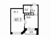 Планировка 1-комнатной квартиры, 38,5 м2