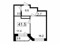 Планировка 1-комнатной квартиры, 38,9 м2
