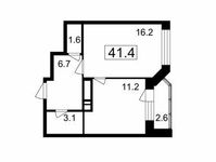 Планировка 1-комнатной квартиры, 38,8 м2