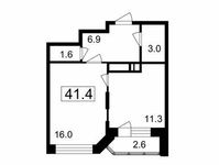 Планировка 1-комнатной квартиры, 38,8 м2