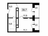 Планировка 2-комнатной квартиры, 34,3 м2