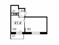 Планировка 1-комнатной квартиры, 38,3 м2