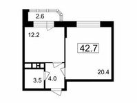 Планировка 1-комнатной квартиры, 40,1 м2