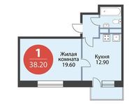 Планировка 1-комнатной квартиры, 38,2 м2
