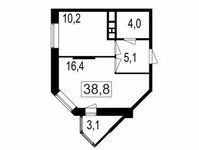 Планировка 2-комнатной квартиры, 35,7 м2