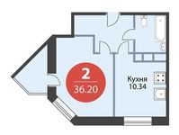 Планировка 2-комнатной квартиры, 36,2 м2