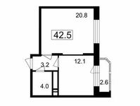 Планировка 1-комнатной квартиры, 39,9 м2