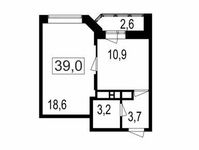 Планировка  2-комнатной квартиры, 36,4 м2