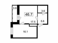 Планировка 1-комнатной квартиры, 42,8 м2