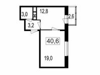 Планировка 2-комнатной квартиры, 38 м2