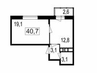 Планировка 2-комнатной квартиры, 38,1 м2