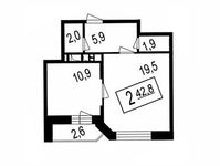 Планировка  2-комнатной квартиры, 40,2 м2
