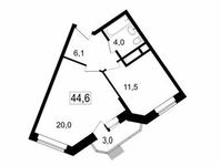 Планировка 2-комнатной квартиры, 41,6 м2